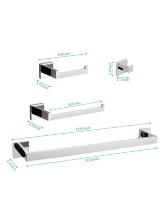 8 - Piece Bathroom Hardware Set, Stainless Steel Bath Towel Holder, Square Wall Mounted Towel Rack, Chrome Towel Bar for Bathroom