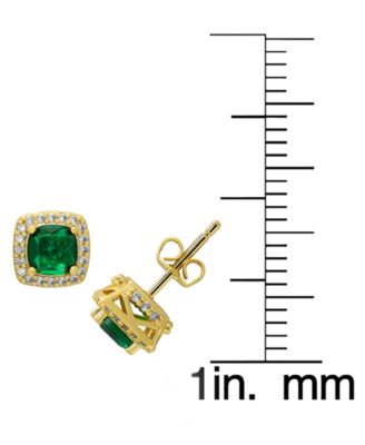 2-Pc. Lab Grown Emerald (1.48 ct. t.w.) and Lab Grown White Sapphire (0.5 ct. t.w.) Pendant Necklace and Stud Earrings Set in Sterling Silver