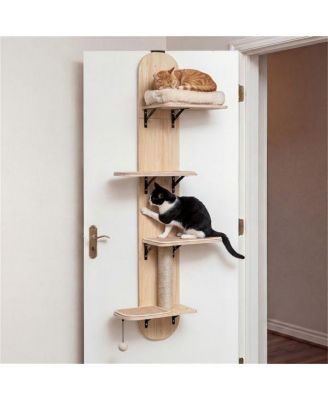 Height-Adjustable Door Cat Tree, 5-Level No-Drill Climber for Apartments