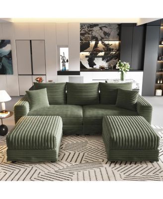 82.7" Plush Corduroy 3-Seat Sofa, Modern Comfy Upholstered Cloud Couch