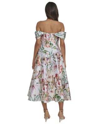 Women's Off-The-Shoulder Flare Midi Dress