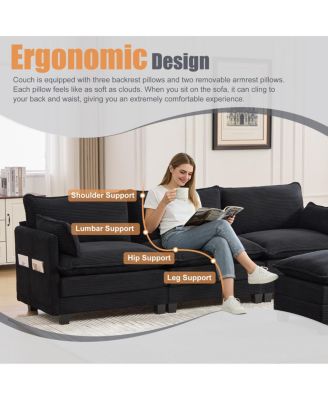 102" Oversized Modular Sectional Sofa with Movable Ottoman
