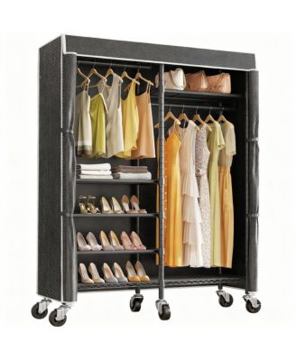 YIGII Heavy Duty Metal Garment Rack - 620lb Capacity, 6 Tiers, Adjustable Shelves, Lockable Wheels, Easy Assembly