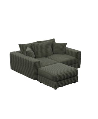 82.7" Plush Corduroy 3-Seat Sofa with Movable Ottoman