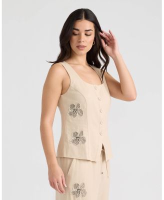 Women's Button Front Embroidered Vest