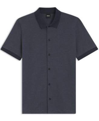 BOSS by Men's Bubble-Structure Cotton Regular-Fit Shirt
