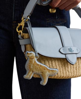 Embroidered Golden Retriever Leather Bag Charm