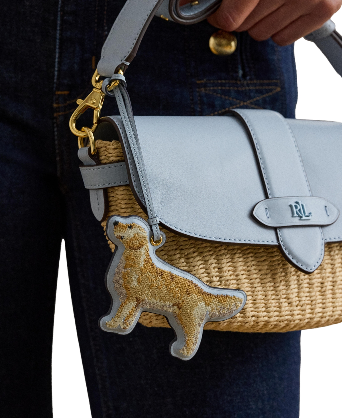 Lauren Ralph Lauren Embroidered Golden Retriever Leather Bag Charm