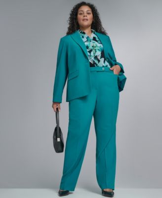 Plus Size Collarless One Button Jacket