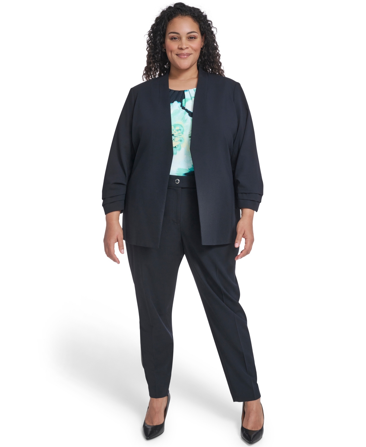 Calvin Klein Plus Collarless Open Front Jacket