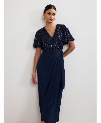 Women's Janessa Sequin Wrap Maxi Dress