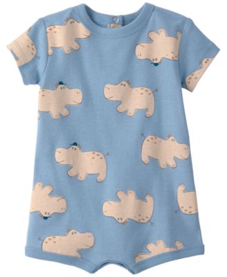 Baby Boys' Blue Hippo Snap-Up Romper