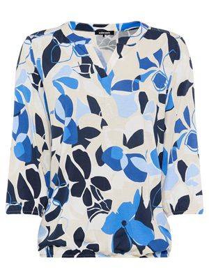 Women's Graphic Floral Split Neck T-Shirt