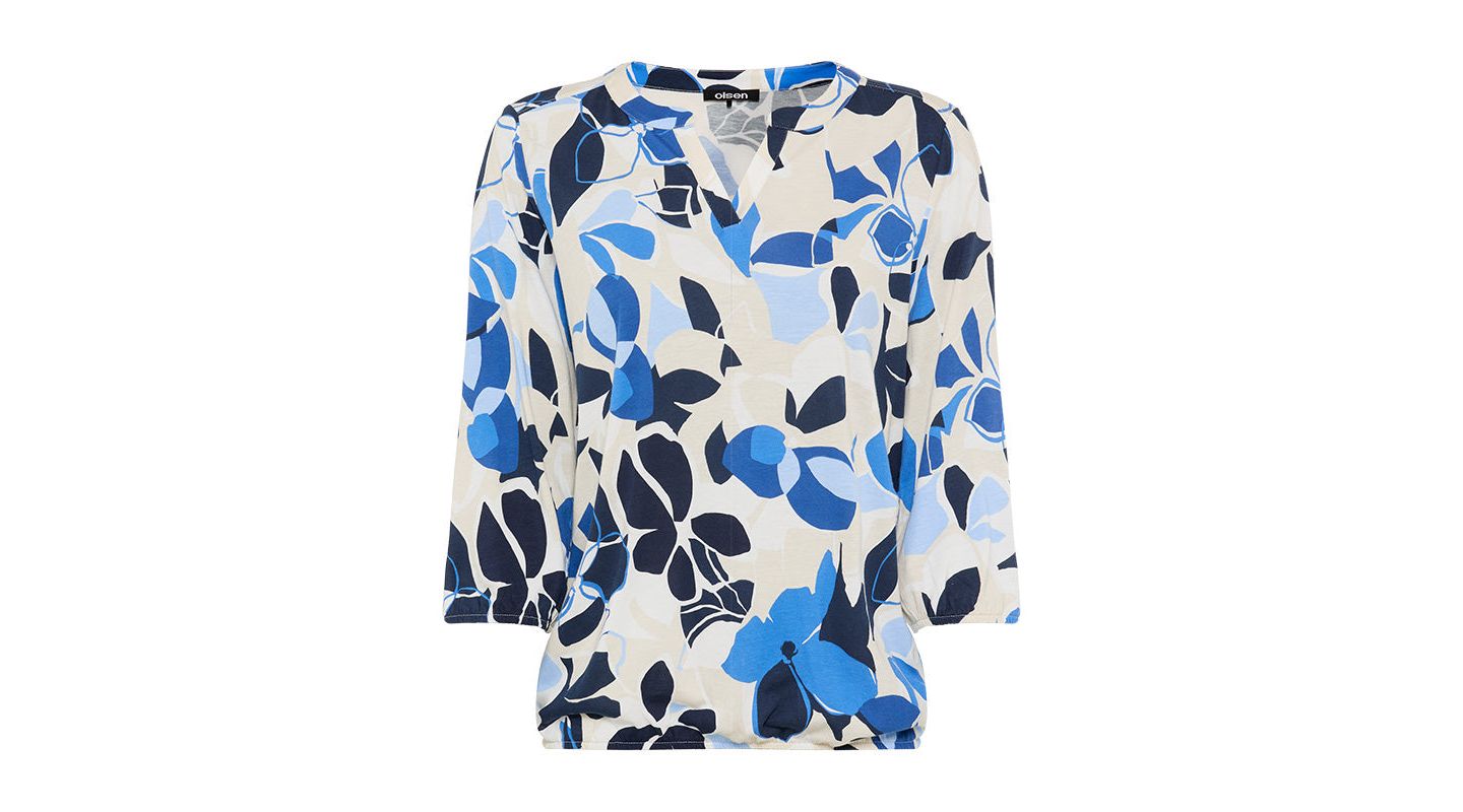 Женская футболка Olsen Graphic Floral Split Neck — фото 4
