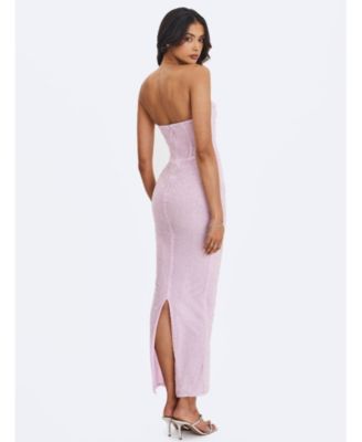 Women's Raylee Beaded Mesh Strapless Sheath Maxi Dress