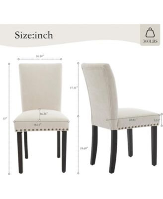 Upholstered Dining Chairs Set of 6, Fabric Parsons Dining Room Chair with Nailhead Trim & Sturdy Wood Legs, Modern Fabric Kitchen Chairs
