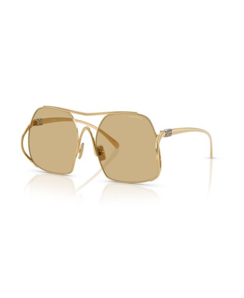 Женские солнцезащитные очки MIU MIU Square Sunglasses, MU A55S, цвет: Золотой