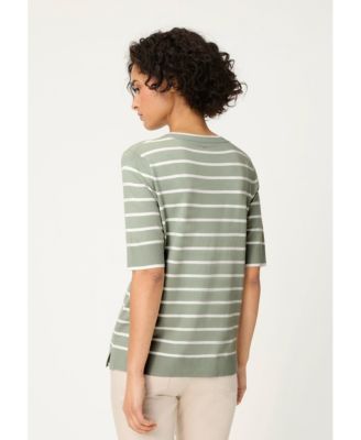 Women's Striped Short Sleeve Sweater