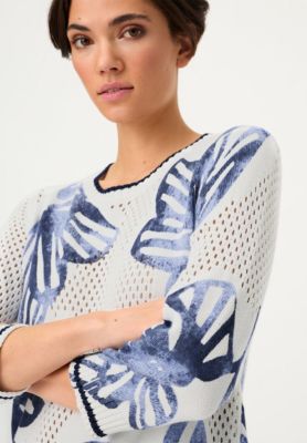 Women's Floral Ajour Knit Sweater