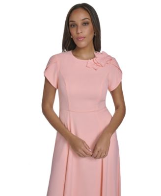 Petite Short-Sleeve Jewel Neck Dress