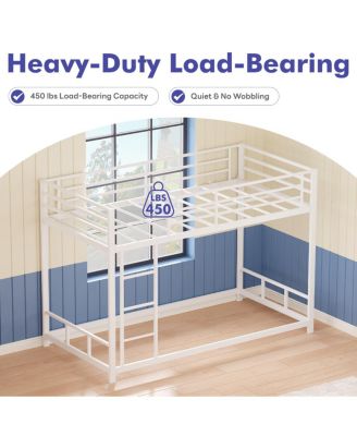  Twin Over Twin Metal Bunk Bed with Guard Rails & Ladder, Space-Saving