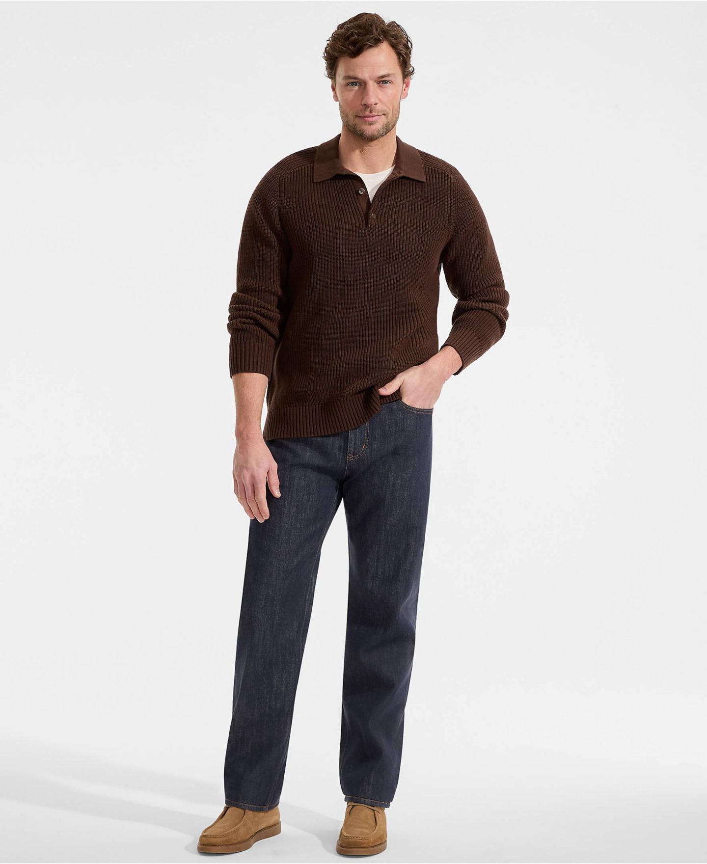 Мужские джинсы Lands' End Rigid Comfort Waist Classic Fit Jean, цвет: Индиго — фото 4