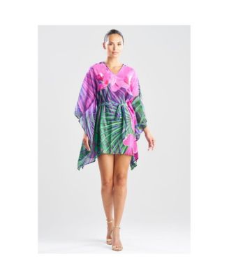 Womens Orchid Silk Cotton Voile Short Caftan