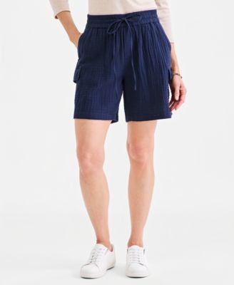 Women's Cotton Gauze Pull-On Cargo Shorts