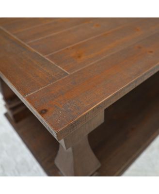 Farmhouse Coffee Table, Rustic Living Room Table with Storage Shelf