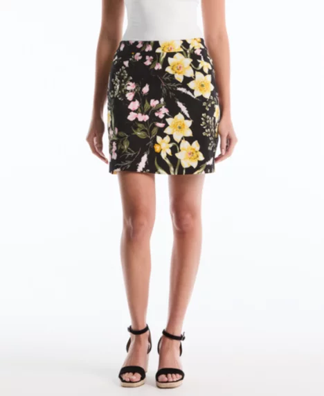 Petite Floral Print Skort - Black