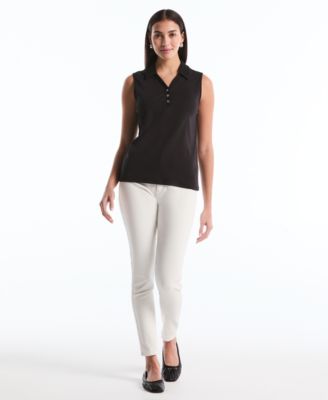 Petite Sleeveless Polo Top