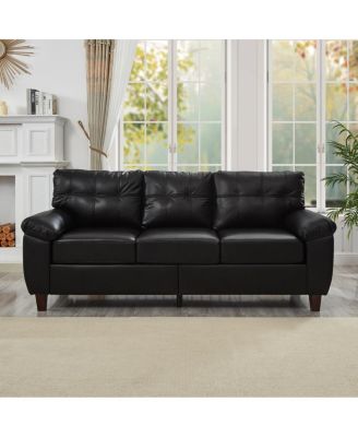79" Three Seater Modern Faux Leather Sofa with Storage