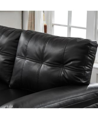 79" Three Seater Modern Faux Leather Sofa with Storage