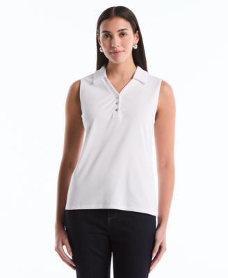 Petite Sleeveless Polo Top