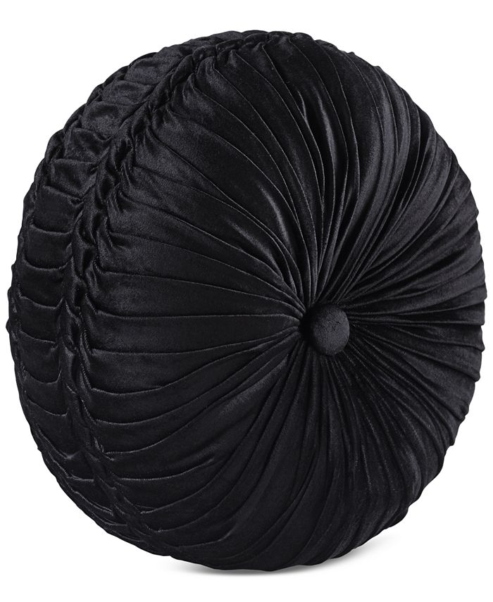J Queen New York - Bradshaw Black Tufted Round Decorative Pillow