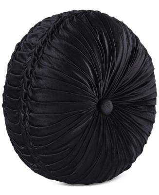 J Queen New York Bradshaw Black Tufted Round Decorative Pillow - Macy's