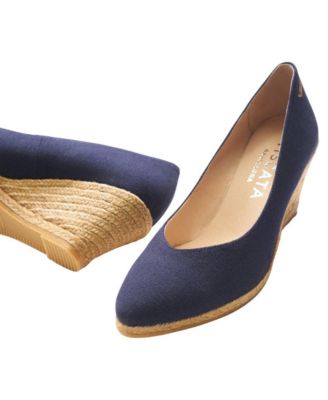 Women's Roses Canvas V Cut Espadrille Wedges