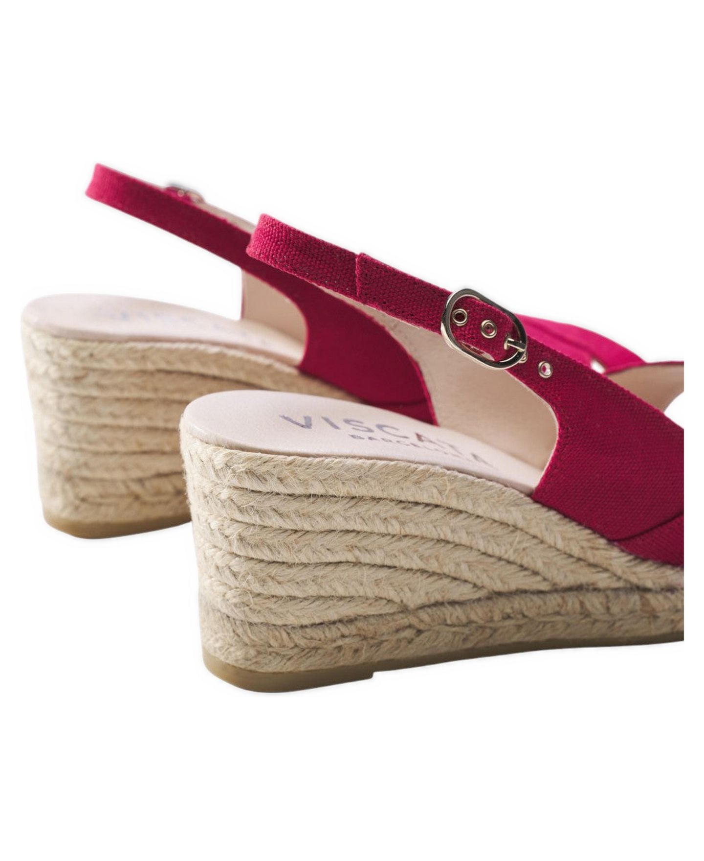 Женские сандалии VISCATA Llansa Archive Canvas Espadrille Sandal Wedges Slingback, цвет: Вишнёвый — фото 7
