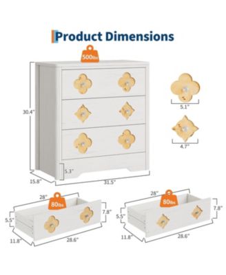 Dresser for Bedroom, Chest of Dressers Tall Dresser for Closet with 3 Decorative Drawer Front Boho Night Stand