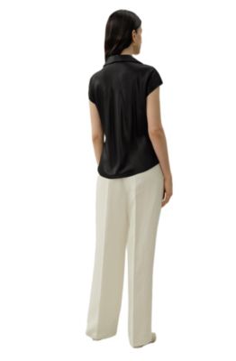 Women's Bias Cut Cap-Sleeve Silk Shirt