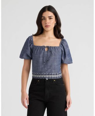 Women's Embroidered Balloon Sleeve Top