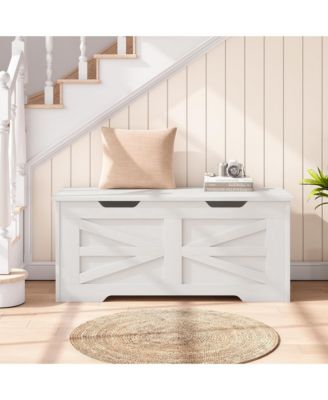 39.4-Inch Wooden Toy Chest & Storage Bench, Safety Hinge for Kids  Room