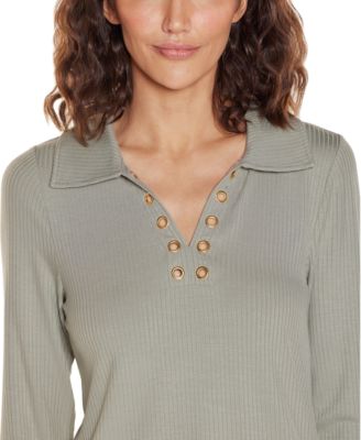 Women's Long-Sleeve Collared Neck Top