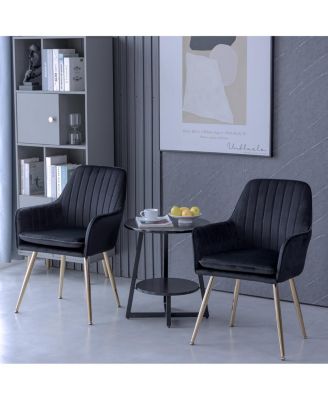 Streamdale Velvet Dining Chairs (Set of 2) - Black, Gold Legs