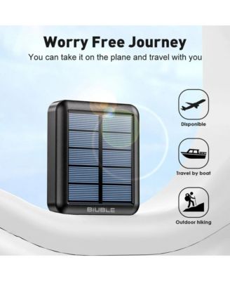 20000mAh Solar Charging Power Bank Fast Charger for Cell Phone Build-in 4 Cables, Strong LED Light, USB Cable, Micro Cable, Type C Cable, LT Cable