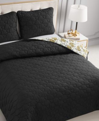 Cheetah Doodle Hearts Reversible 3-Pc. Quilt Set, King