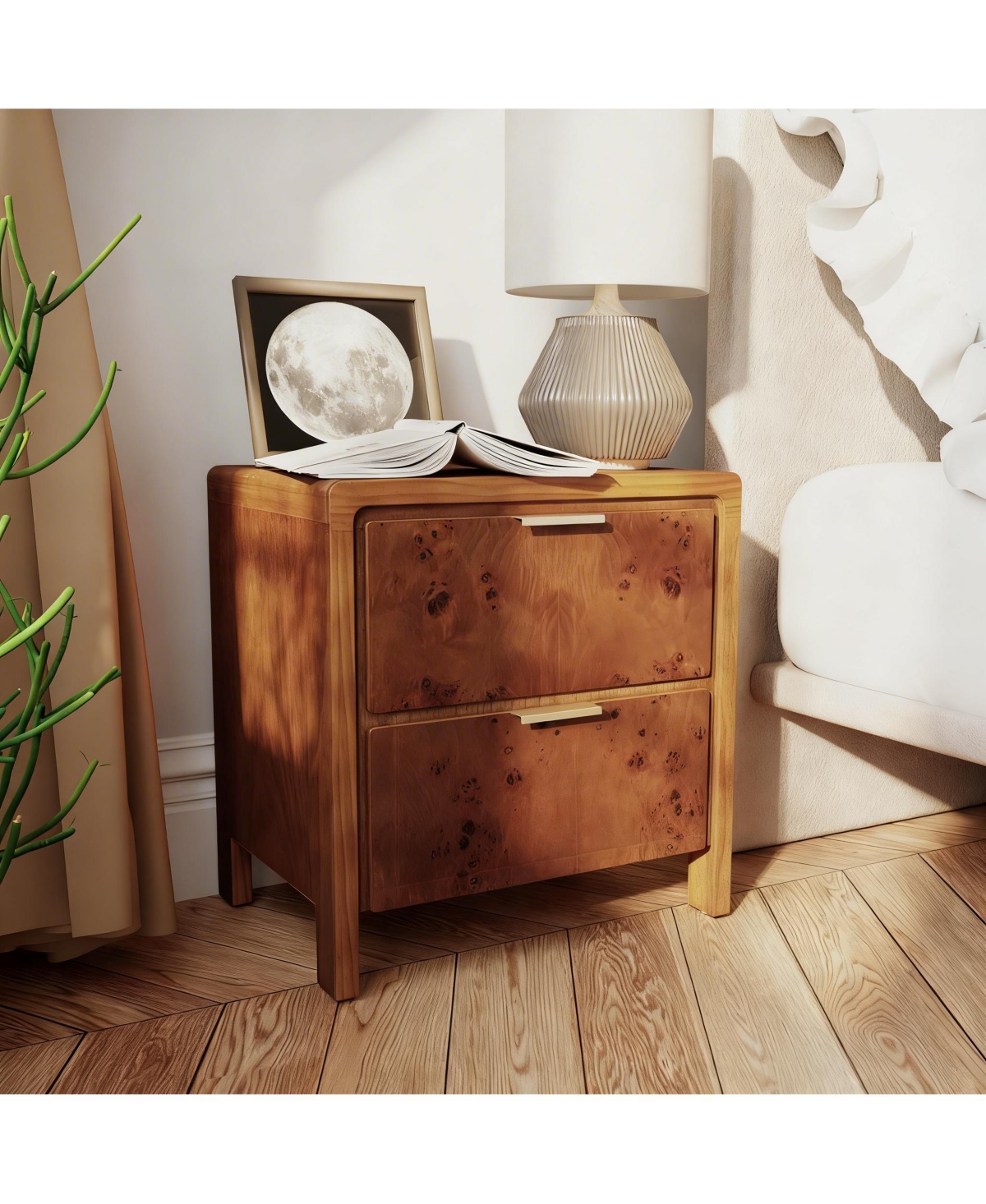 Yigii Rustic Nightstand, Farmhouse Style, No Assembly, Durable