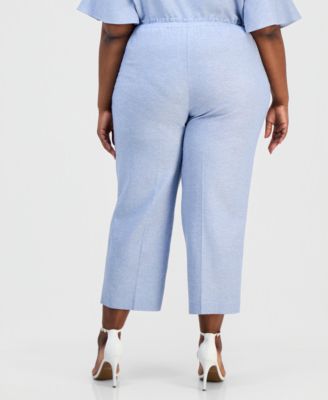 Plus Size Drawstring-Waist Cropped Pants