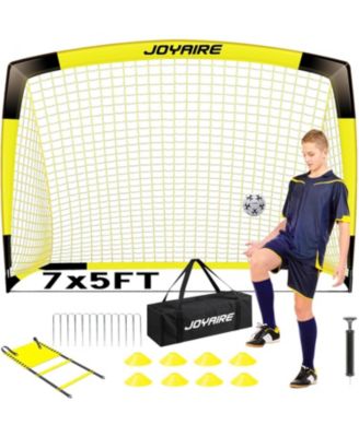 Pro-Grade Kids Backyard Soccer Goal, Tear-Resistant 5-Layer Polyester Net & 10mm Poles, 7x5ft Portable Pop Up Training Set with Size 4 Ball