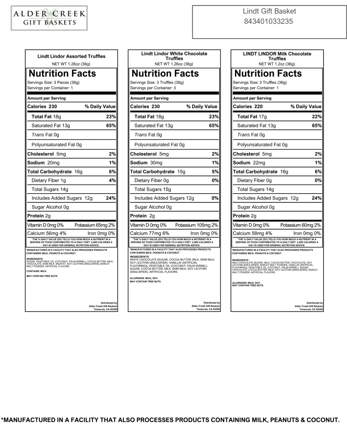 Alder Creek Gift Baskets Valentine's Day Lindt Chocolate Gift Basket, 13-Pc.